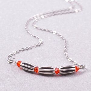 Red Swarovski Silver Bar Necklace